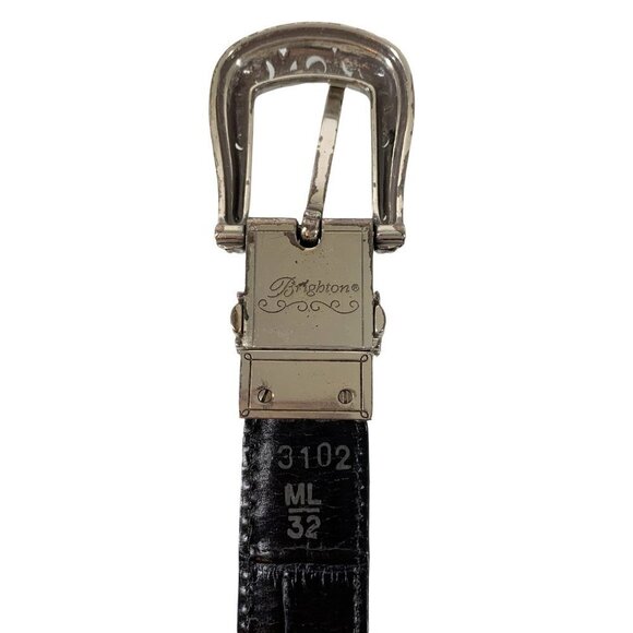 BRIGHTON Black and Tan Croc Embossed Leather Reversible Belt Size Medium main image 4